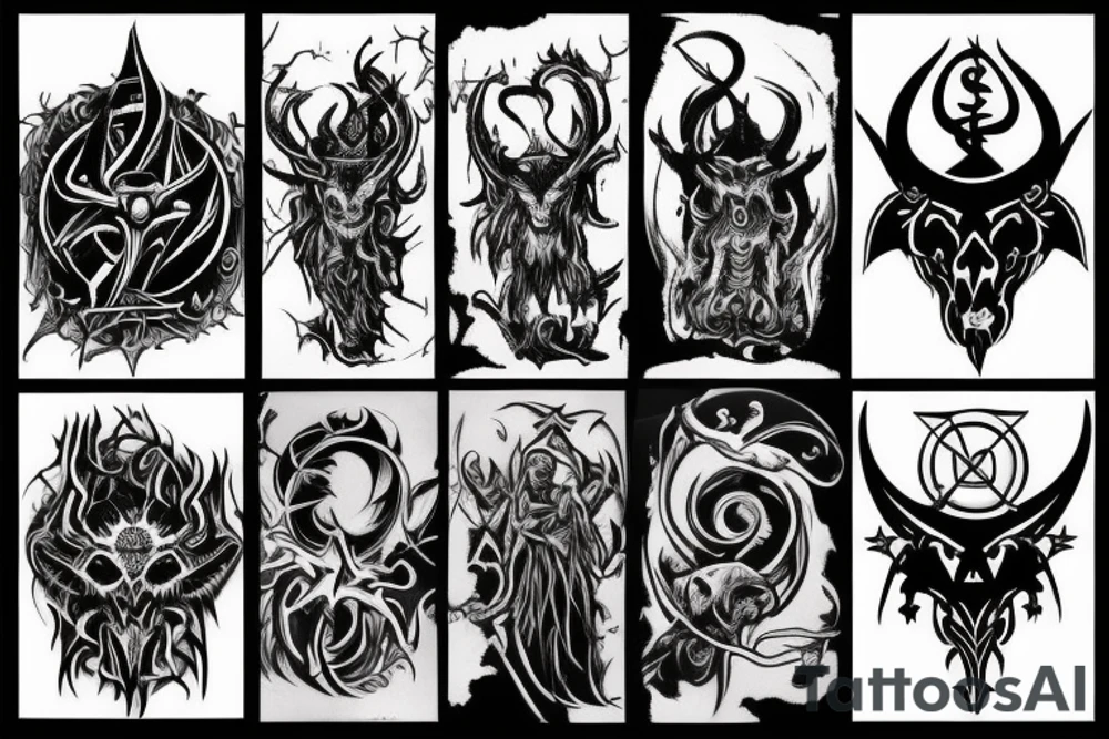 Full chest tattoo of satanic figures tattoo idea
