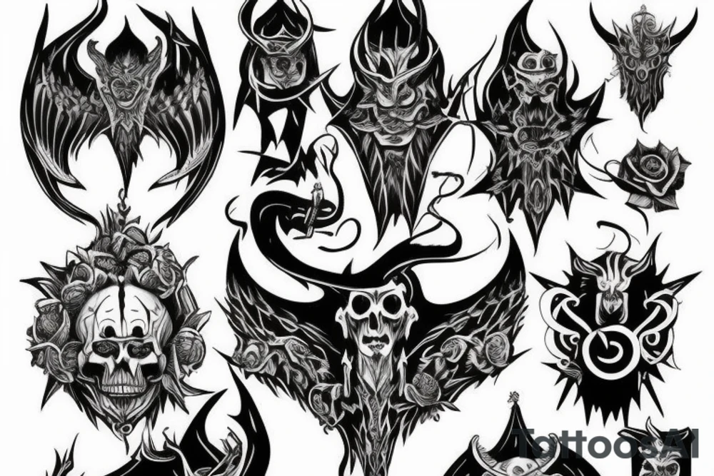 Full chest tattoo of satanic figure tattoo idea