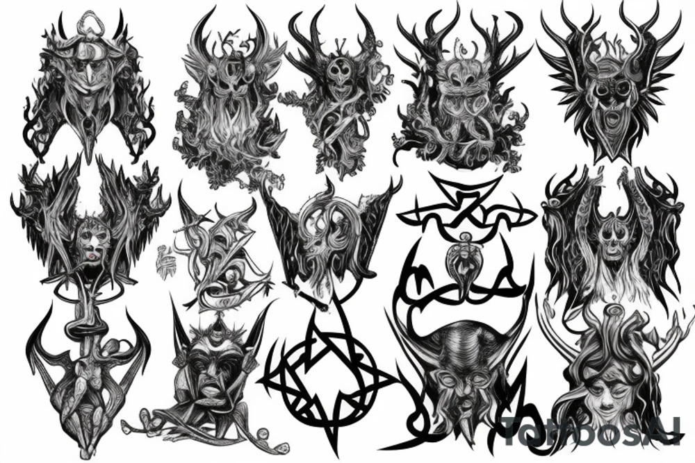 Full chest tattoo of satanic figure tattoo idea