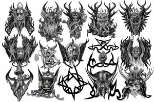 Full chest tattoo of satanic figure tattoo idea