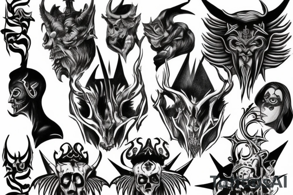 Full chest tattoo of satanic figure tattoo idea
