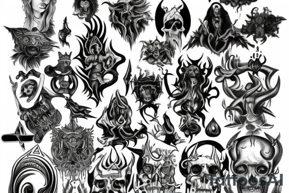 Full chest tattoo of satanic figure tattoo idea