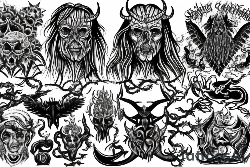 Full chest tattoo of satanic figure tattoo idea