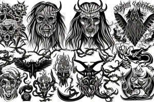 Full chest tattoo of satanic figure tattoo idea