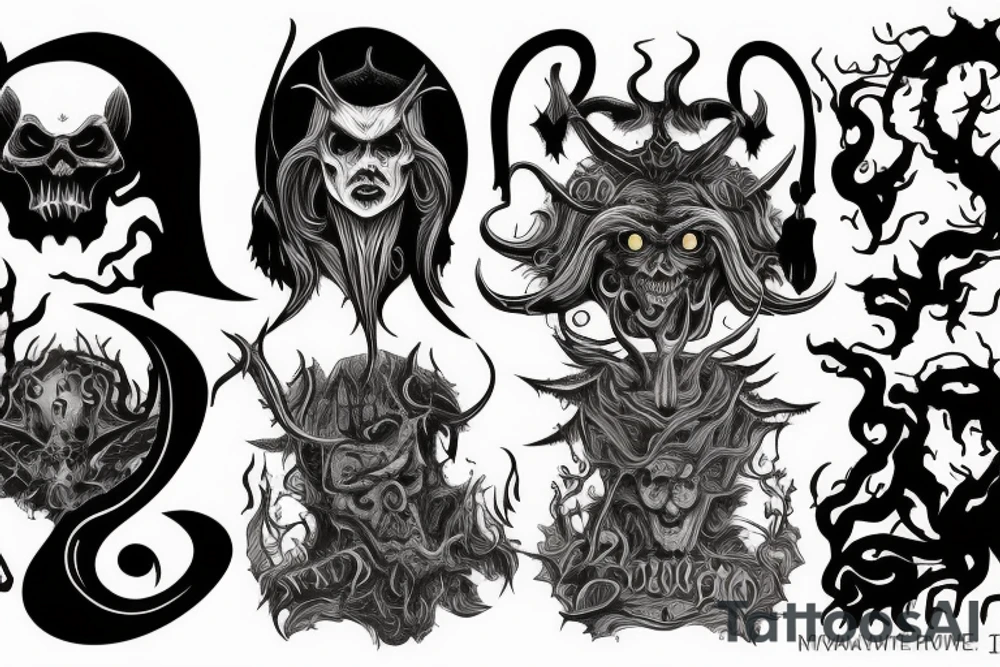 two satanic figures one darker and more sinister than the other tattoo idea