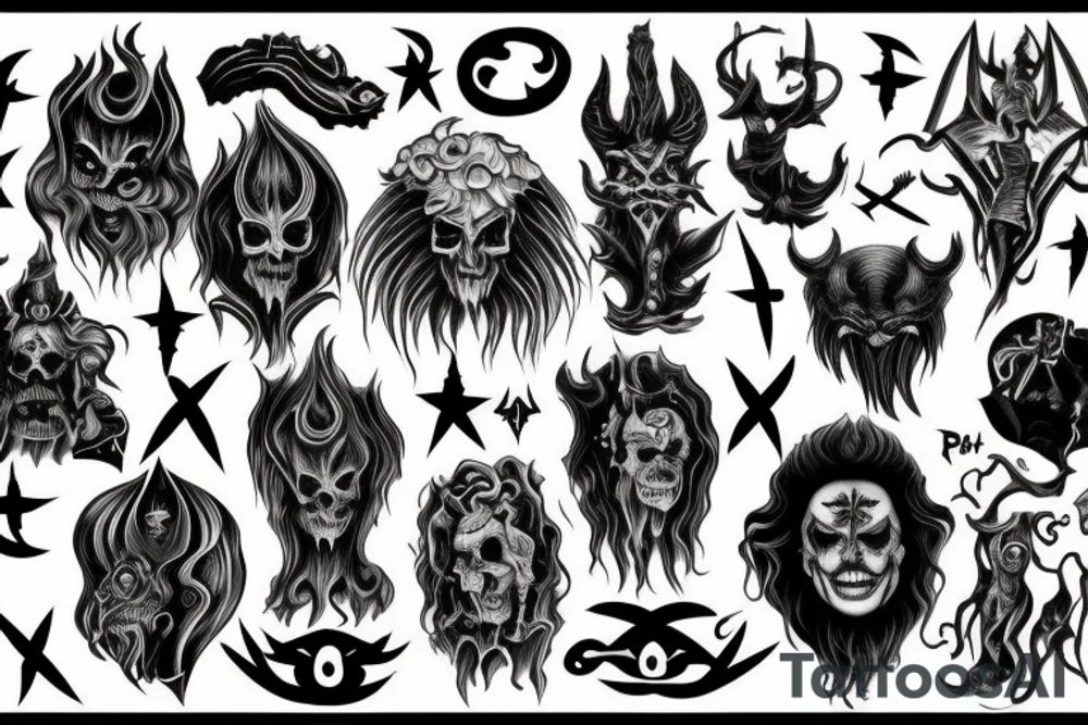 two satanic figures one darker and more sinister than the other tattoo idea