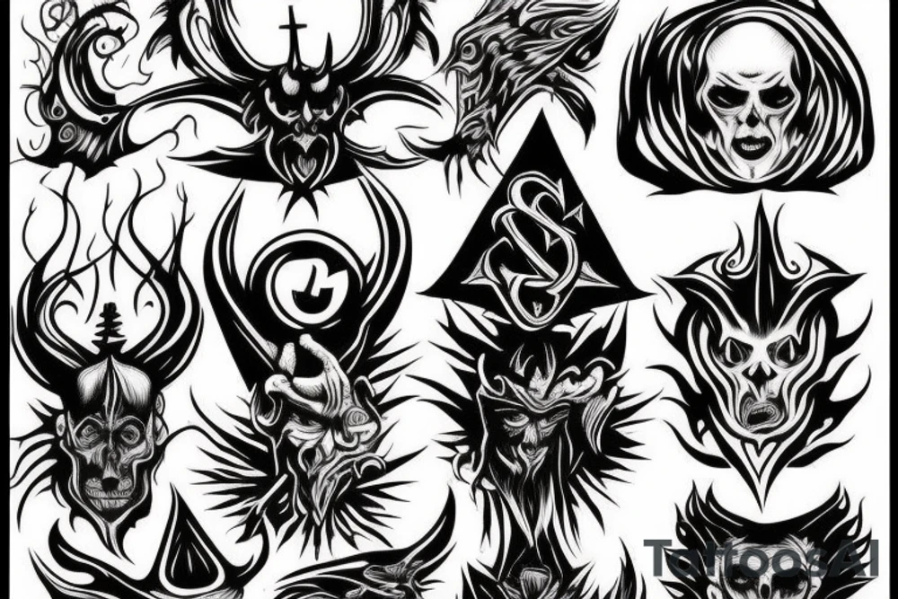 two satanic figures one darker and more sinister than the other tattoo idea