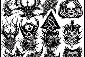 two satanic figures one darker and more sinister than the other tattoo idea