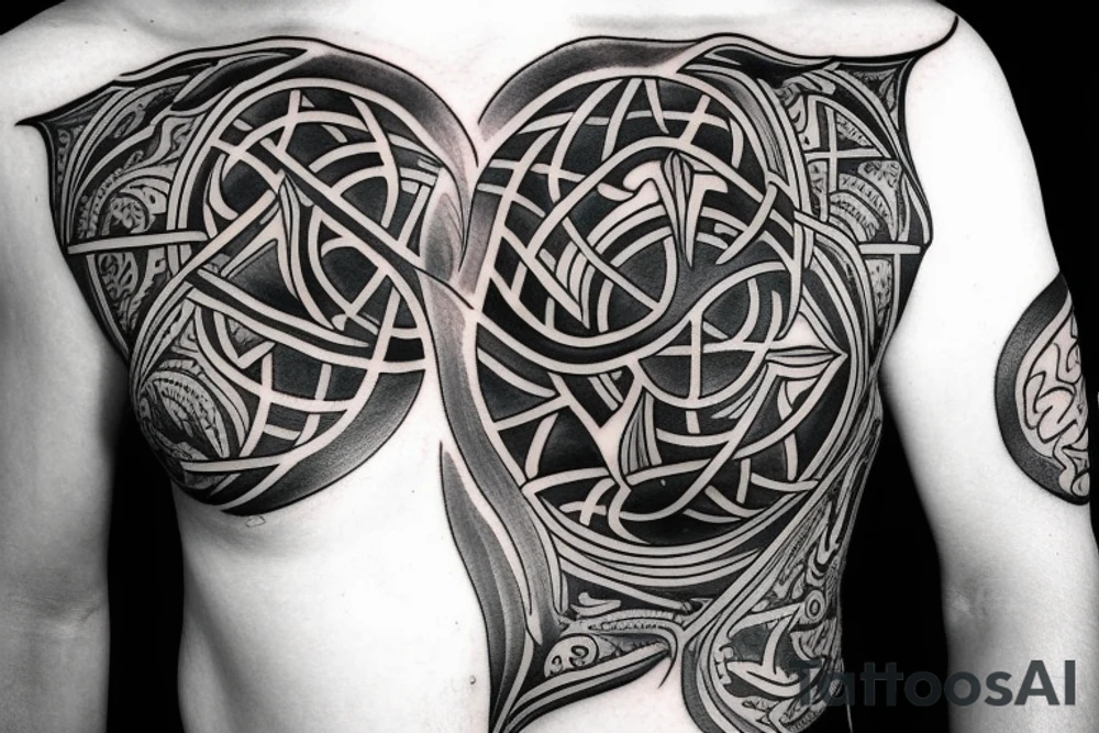 full chest satanic tattoo idea
