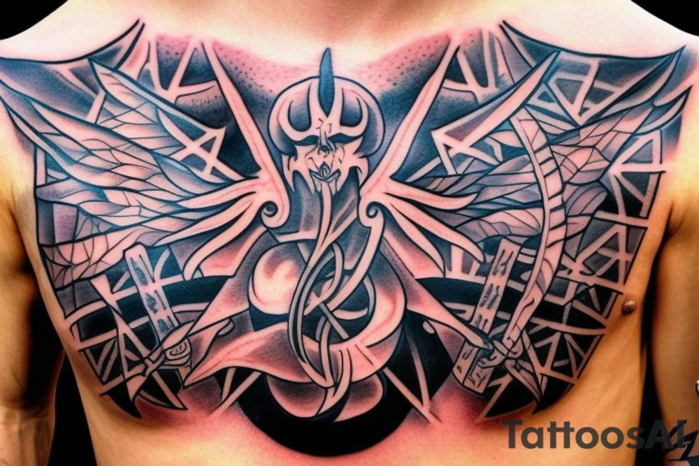 full chest satanic tattoo idea