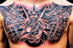 full chest satanic tattoo idea