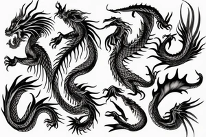 Two dragon tails from shoulder to chest tattoo idea