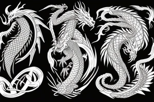 Two dragon tails from shoulder to chest tattoo idea