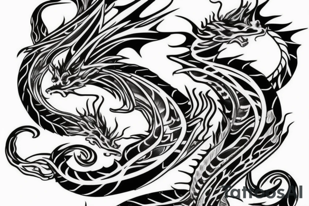 Two small dragon tails from shoulder to chest tattoo idea