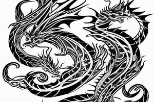 Two small dragon tails from shoulder to chest tattoo idea