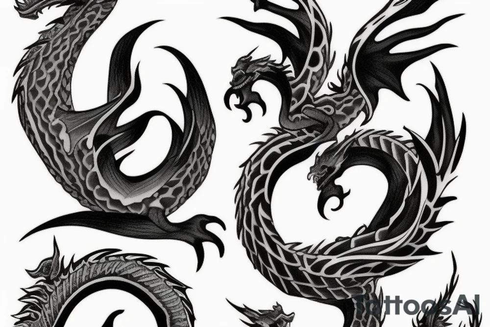 Two small dragon tails from shoulder to chest tattoo idea Two small dragon tails from shoulder to chest tattoo idea