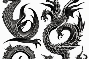 Two small dragon tails from shoulder to chest tattoo idea