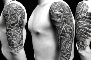 Two small dragon tails from shoulder to chest tattoo idea