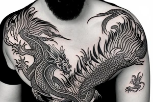Two small dragon tails from shoulder to chest tattoo idea