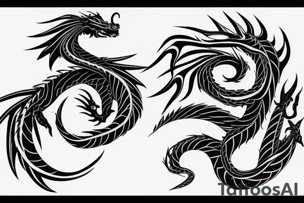 Two small dragon tails from shoulder to chest tattoo idea Two small dragon tails from shoulder to chest tattoo idea