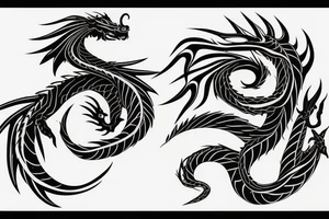 Two small dragon tails from shoulder to chest tattoo idea