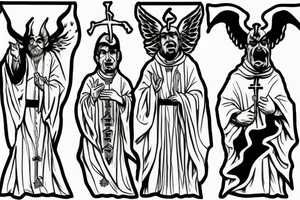 two priests, one bad and one good, the good one is god and the bad one is satan tattoo idea