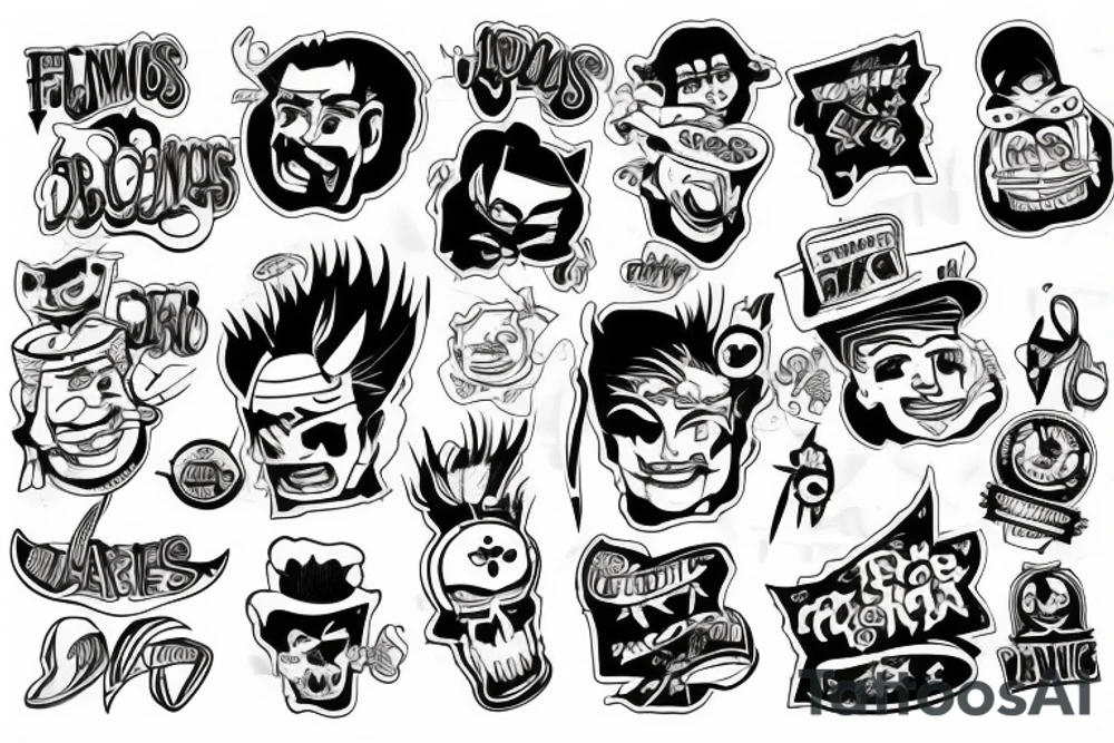 famous cartoons rolling a joint tattoo idea