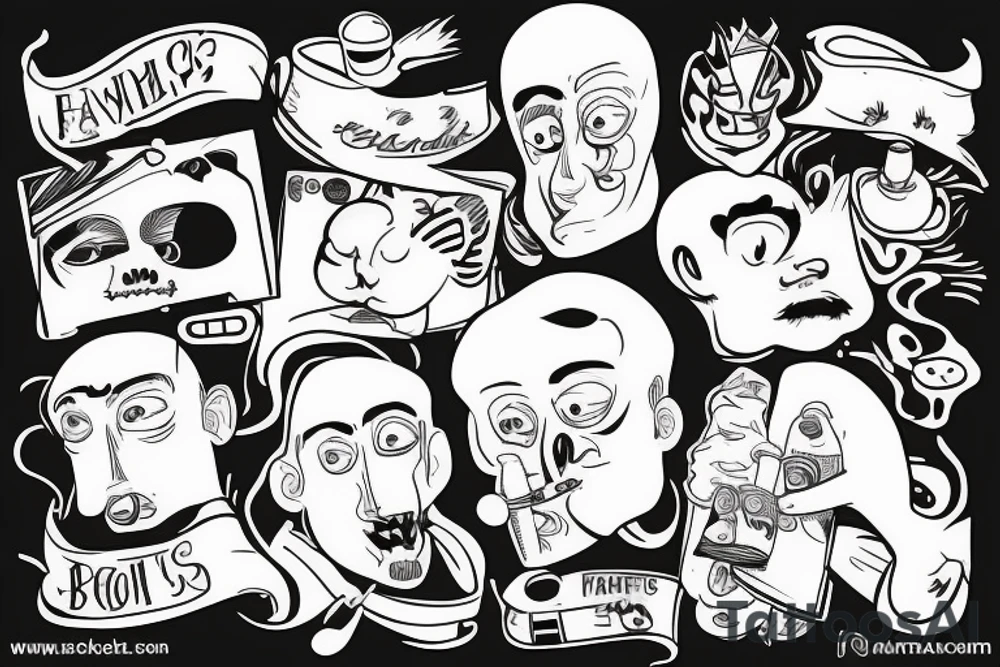 famous cartoons smoking a joint tattoo idea
