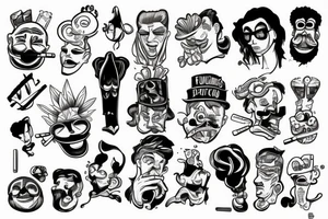 famous cartoons smoking a joint tattoo idea