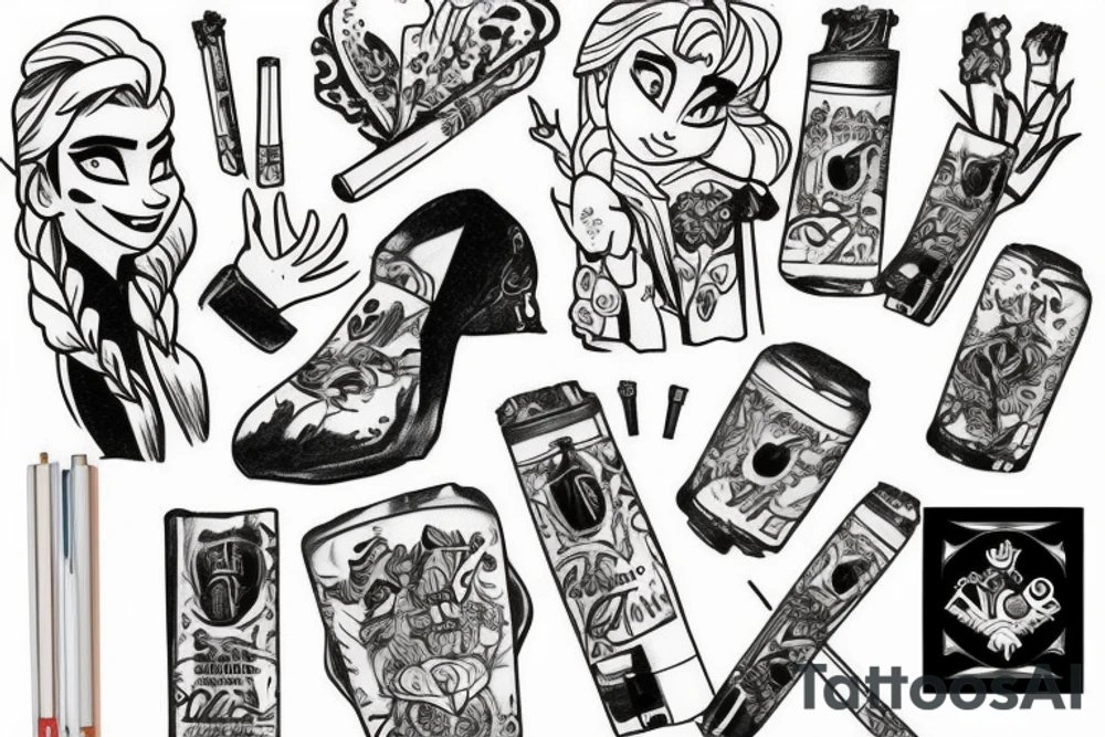 Frozen smoking a cigarrete tattoo idea