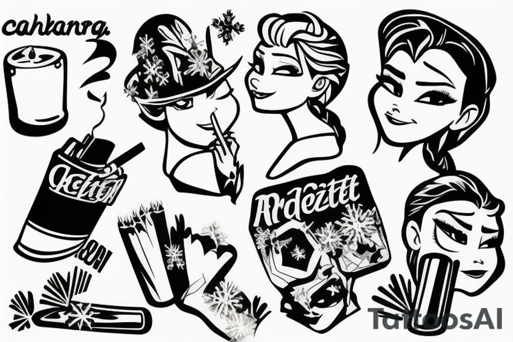 Frozen smoking a cigarrete tattoo idea
