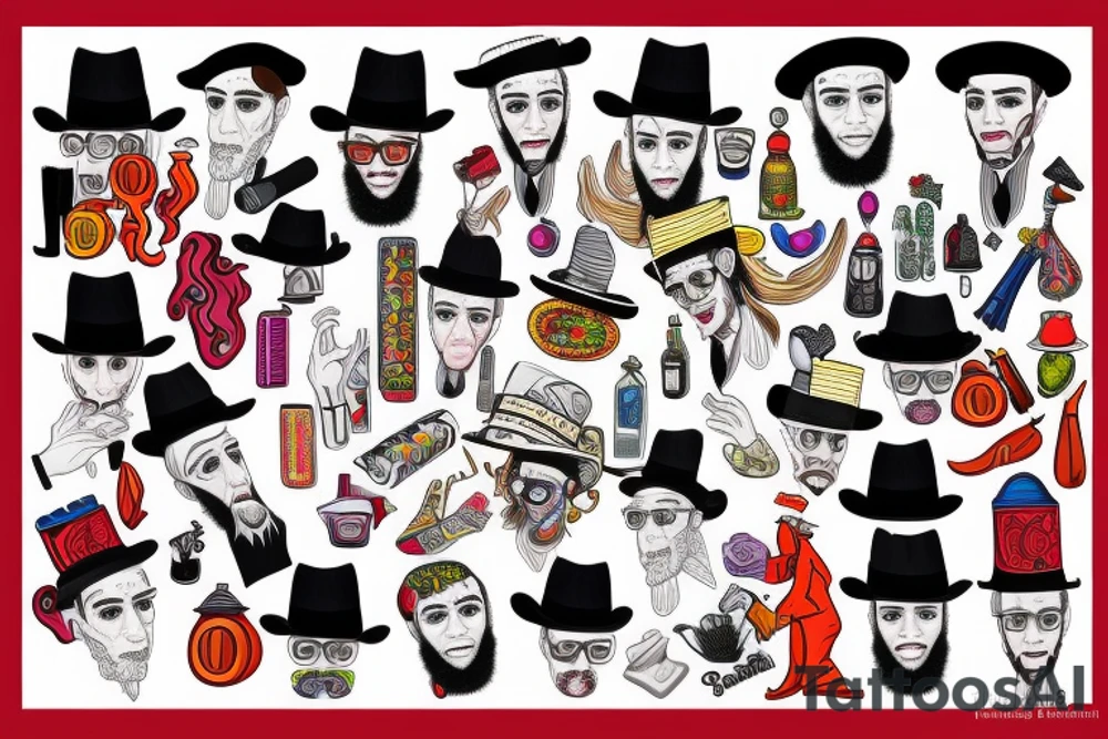 Hasidic Jewish man  trippy tattoo idea