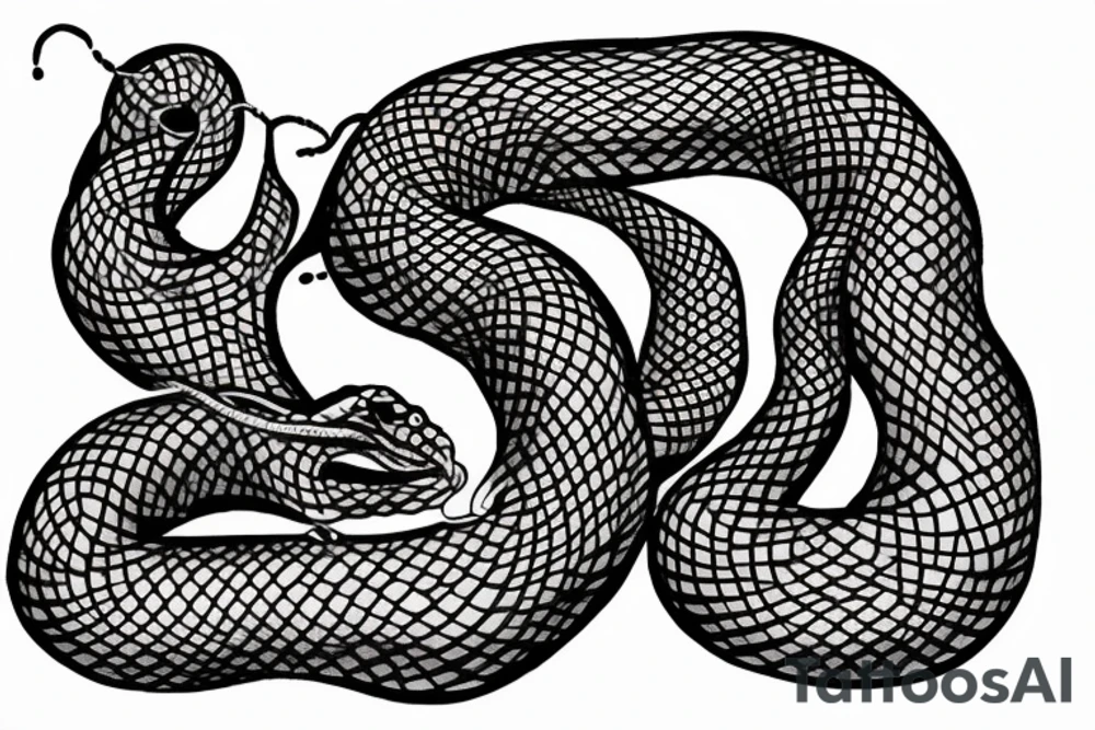 a man meditates, and in the background a snake devours its tail tattoo idea