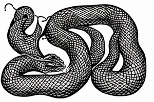 a man meditates, and in the background a snake devours its tail tattoo idea