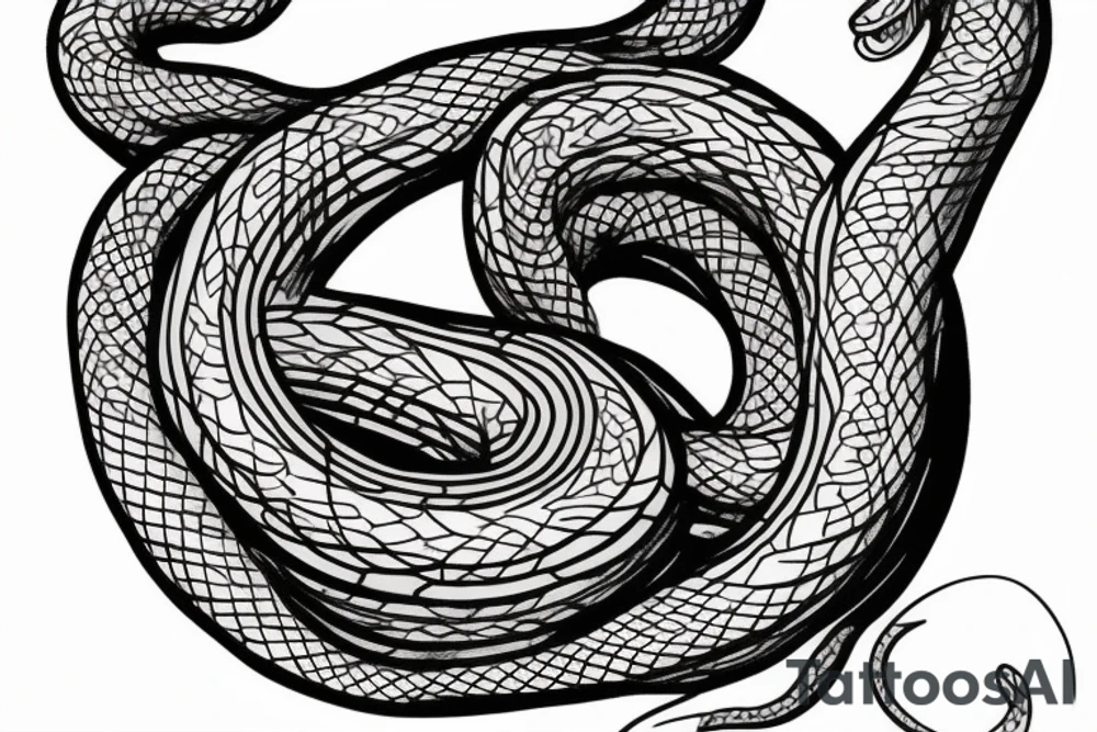 a man meditates, and in the background a snake devours its tail tattoo idea
