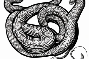 a man meditates, and in the background a snake devours its tail tattoo idea
