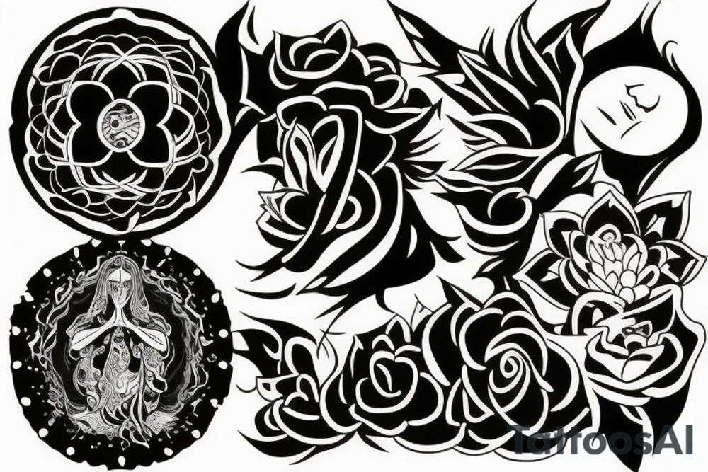 a person meditates tattoo idea