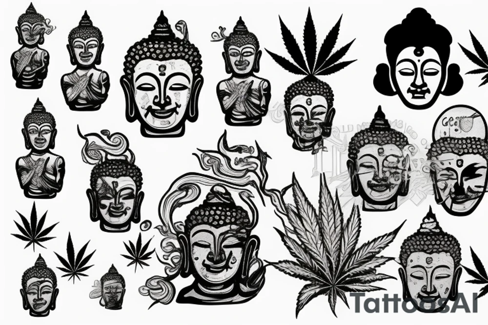 Buddha smokes weed tattoo idea