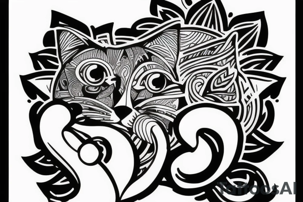 a cat with a cigarette in his mouth meditates tattoo idea