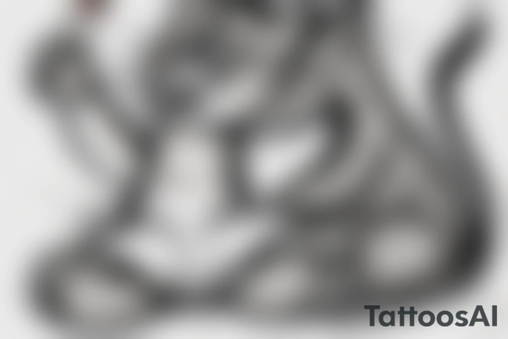 a cat with a cigarette in his mouth meditates tattoo idea