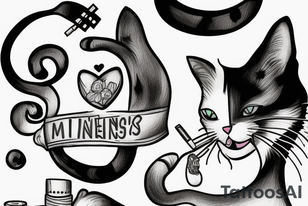 a cat with a cigarette in his mouth tattoo idea