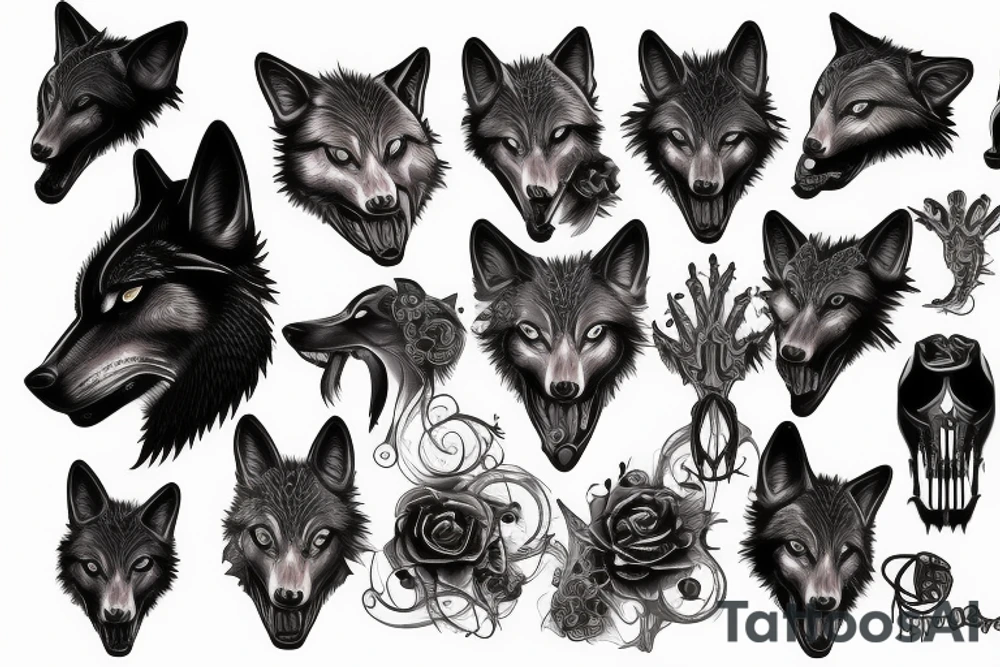 Black wolf tattoo idea