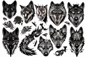Black wolf tattoo idea