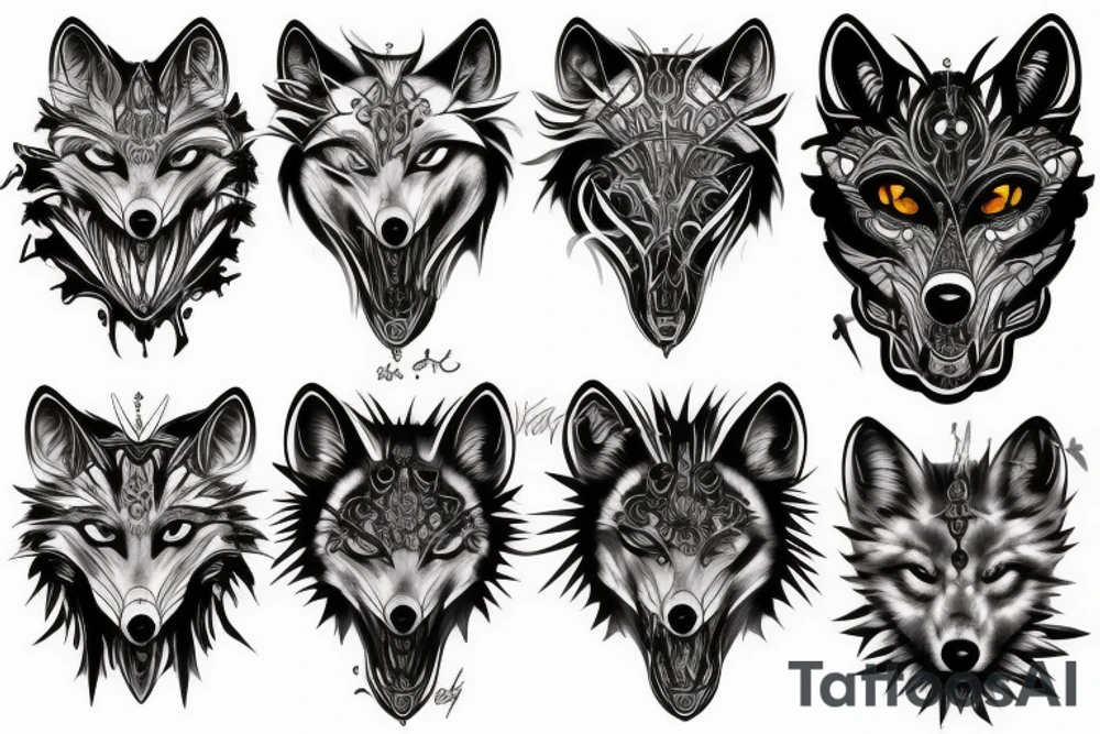 Black wolf tattoo idea