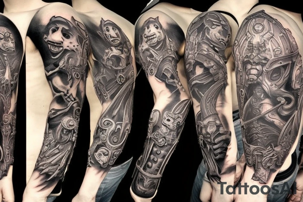 Warcraft horde symbols sleeve tattoo idea