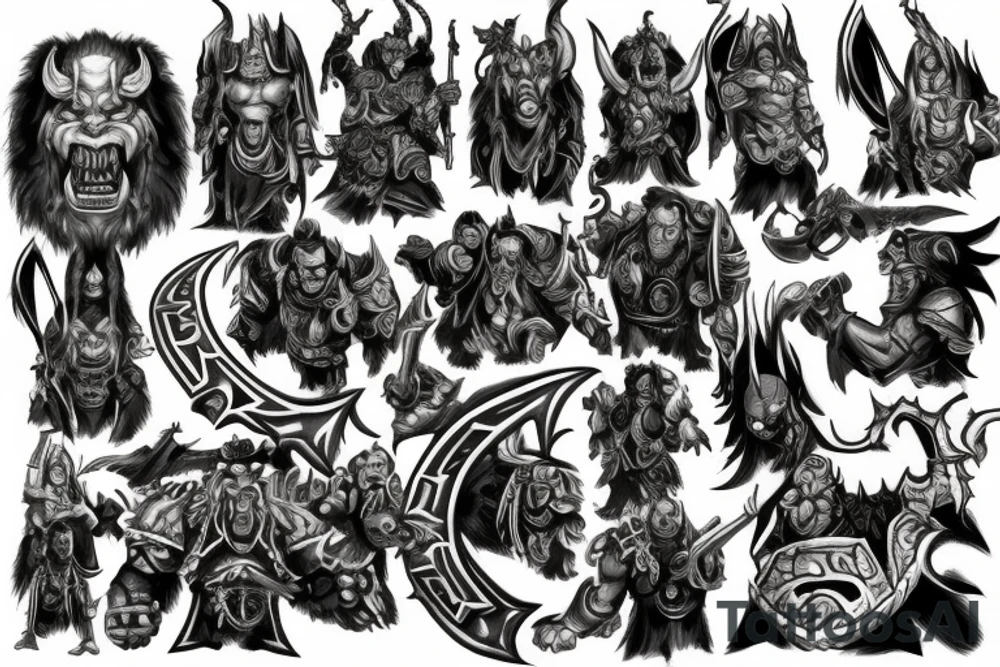 Warcraft horde symbols sleeve tattoo idea
