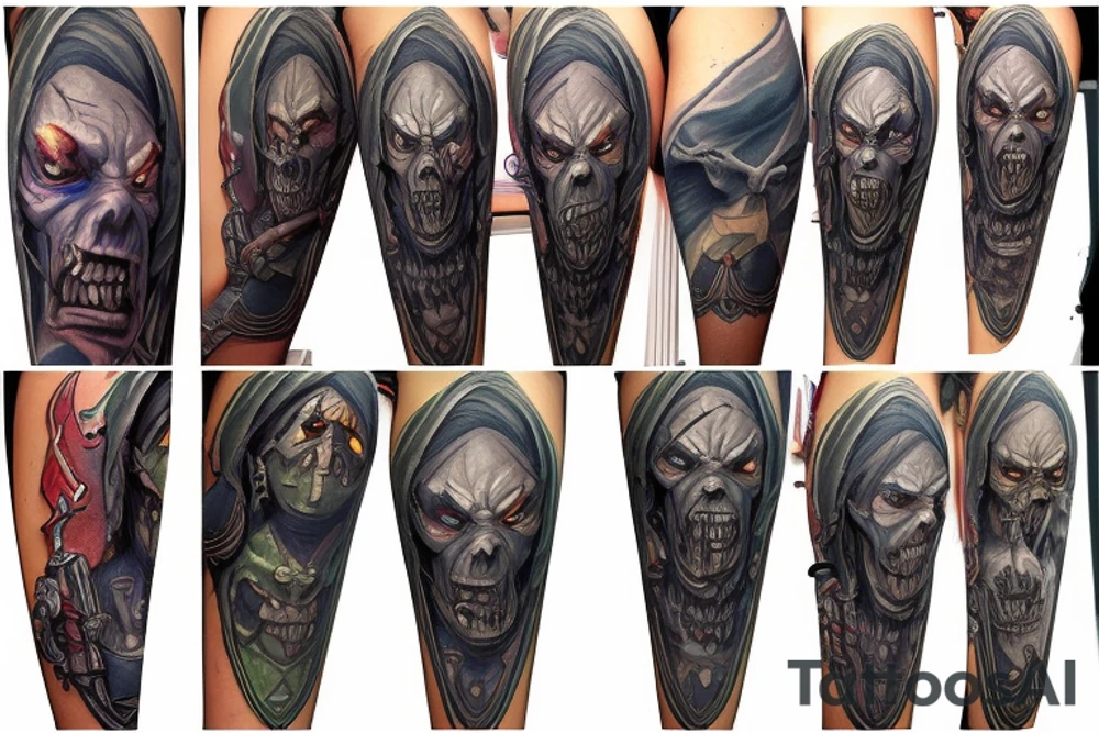 Warcraft undead sleeve tattoo idea