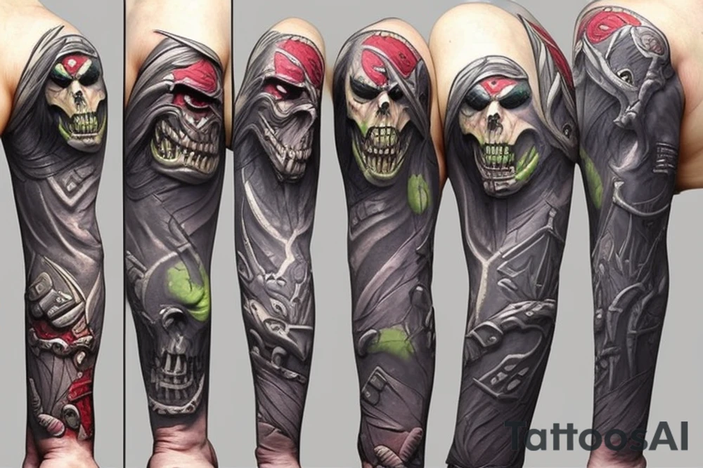 Warcraft undead sleeve tattoo idea