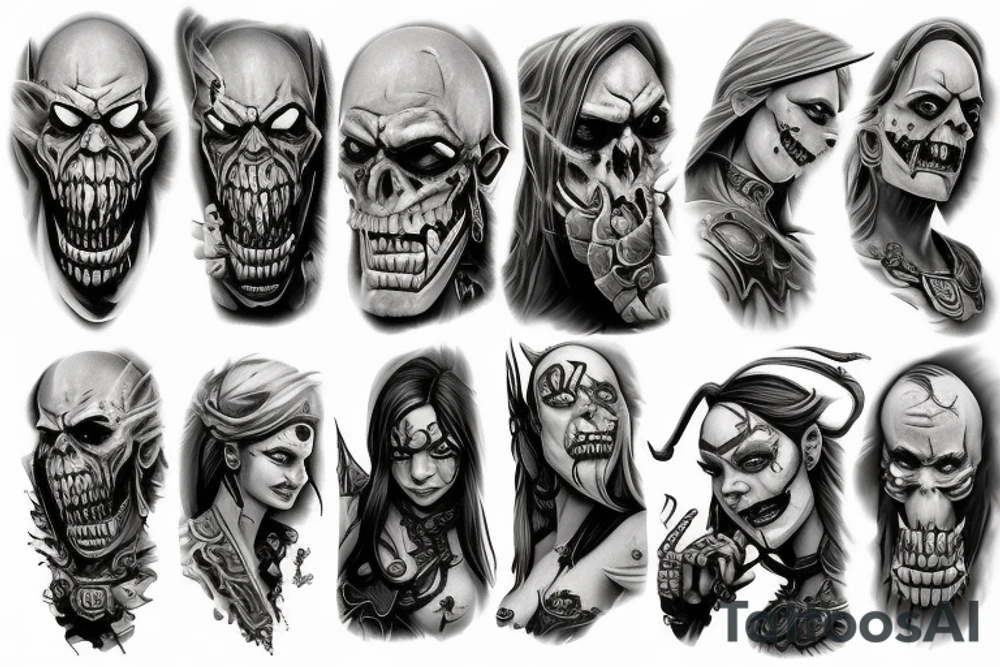Warcraft undead sleeve tattoo idea