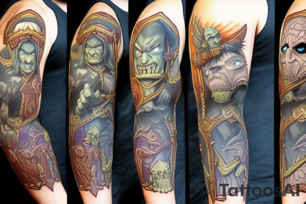 Warcraft undead sleeve tattoo idea